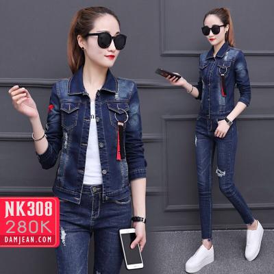 ÁO KHOÁC JEAN NỮ FORM NGẮN TAY THÊU HOA - NK308